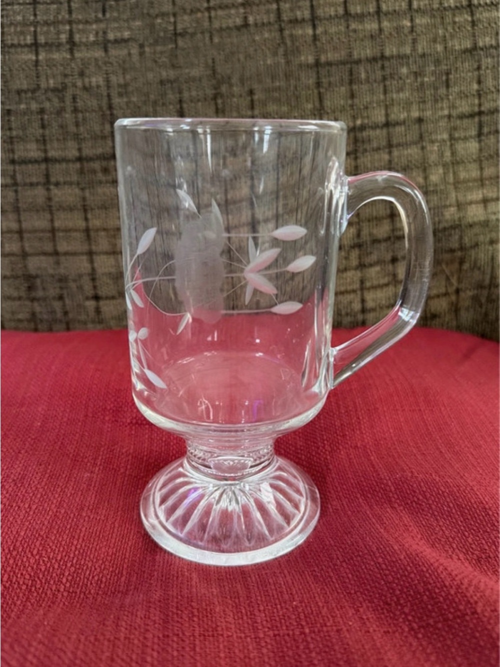 Set of 4 vintage Princess House Heritage #504 footed glass pedestal mug